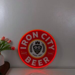 Iron City Neon LED Sign Acrylic Artwork Home Bar Decor