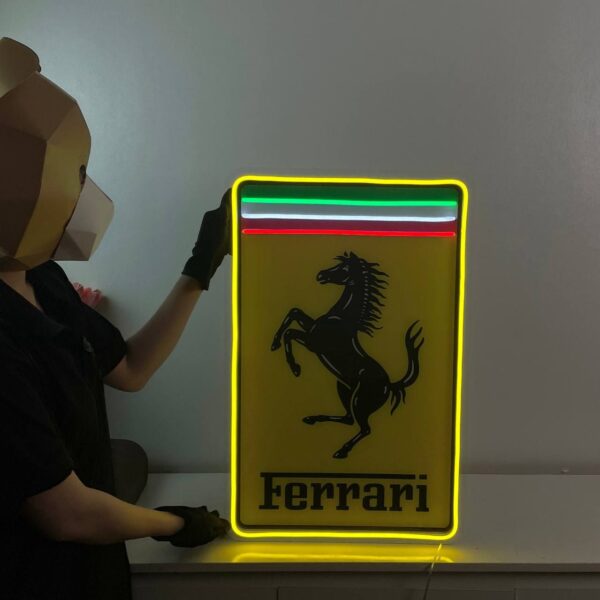 Ferrari Logo Neon LED Sign Super Car Garage Man Cave Home Decor