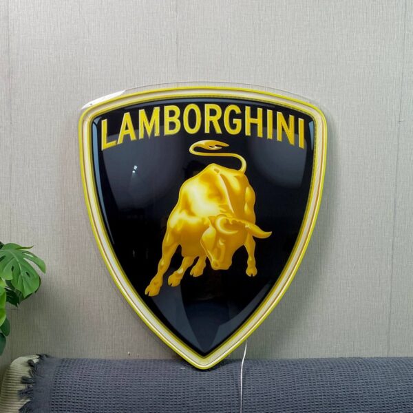 Lamborghini Logo Neon LED Sign Super Car Garage Man Cave Home Decor