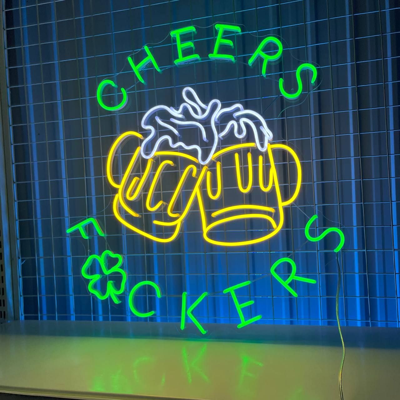 Cheers Fuckers Clover LED Neon Sign Home Bar Wall Art Decor