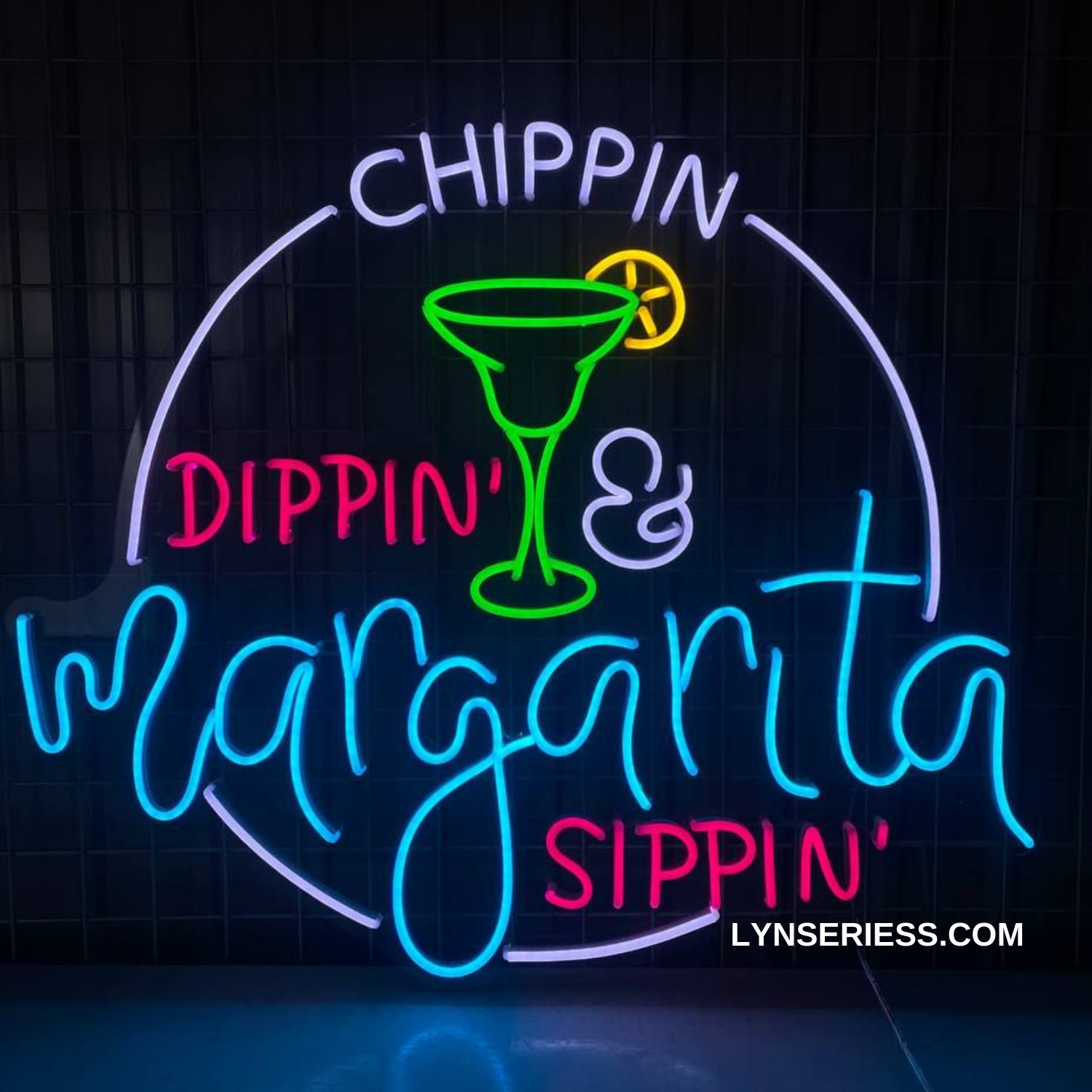Chippin Dippin Margarita Sippin Neon LED Sign Cocktail Home Bar Wall Decor