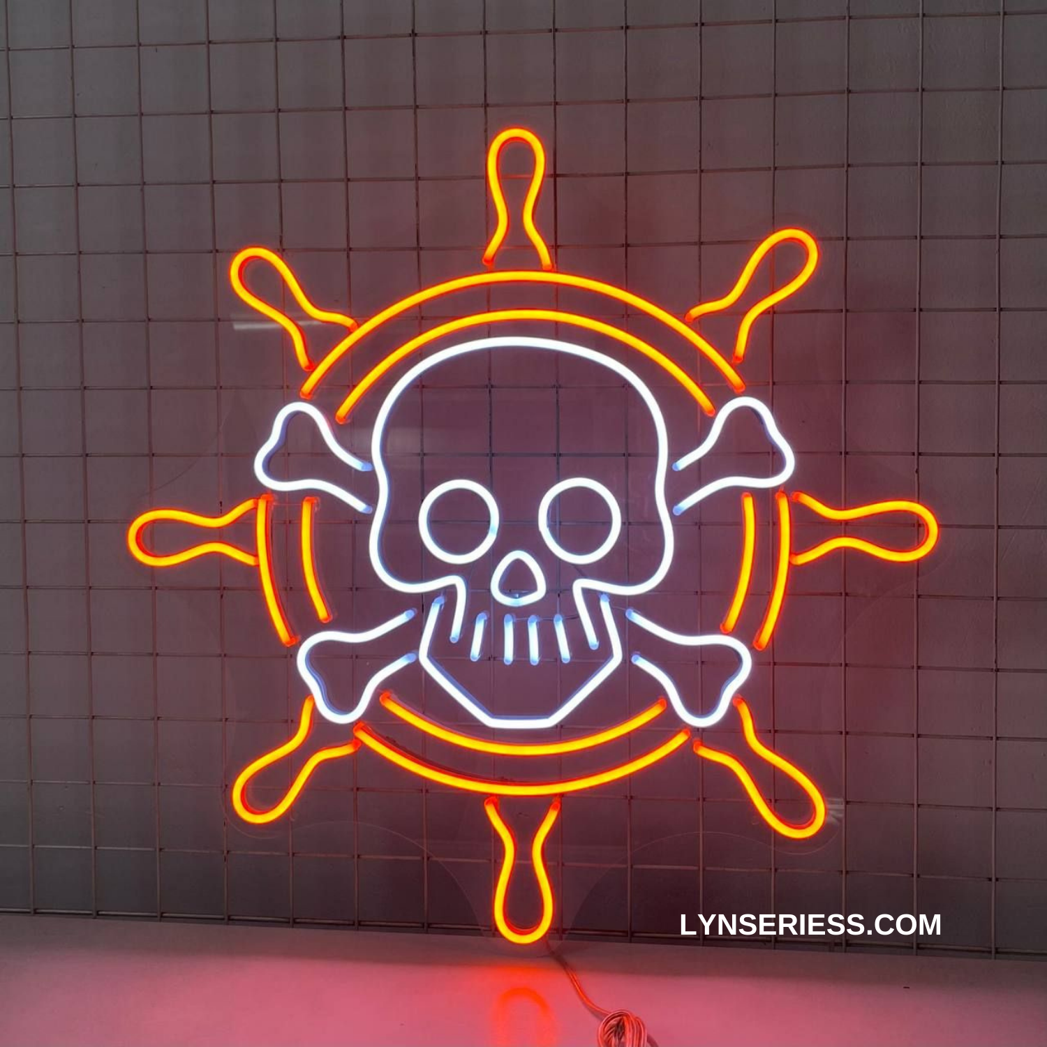 Cool Skull Head Neon LED Sign Pirate Privateer Home Bar Decor