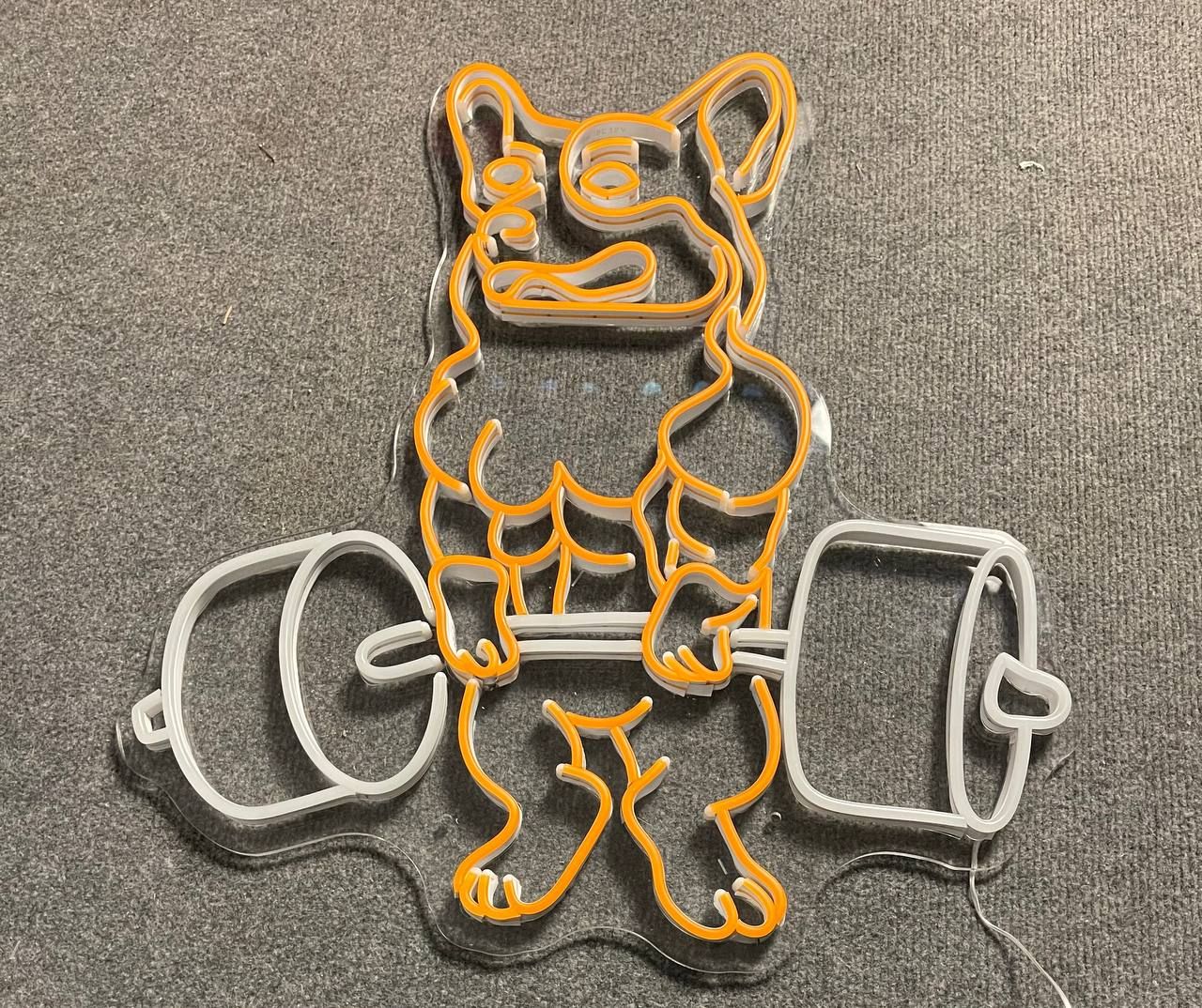 Corgi Lifting Barbell LED Neon Sign Gymnastics Fitness Room Wll Art Decor