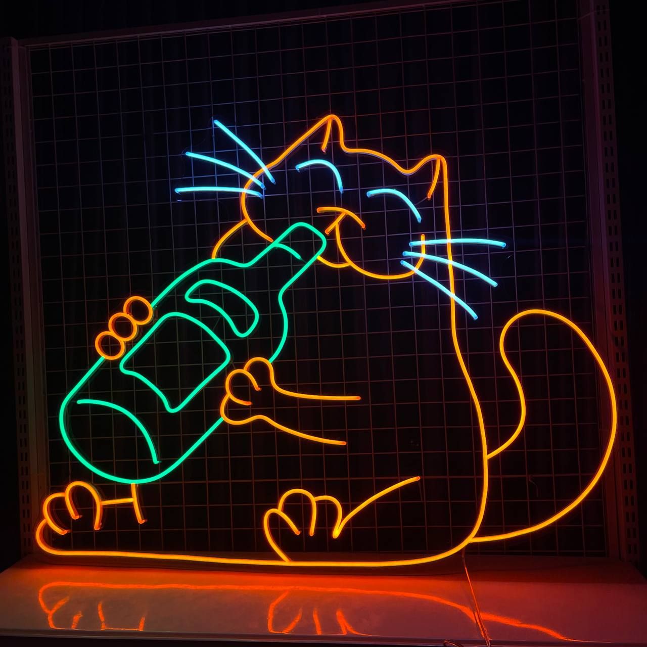 Drinking Cat LED Neon Sign Home Bar Decor