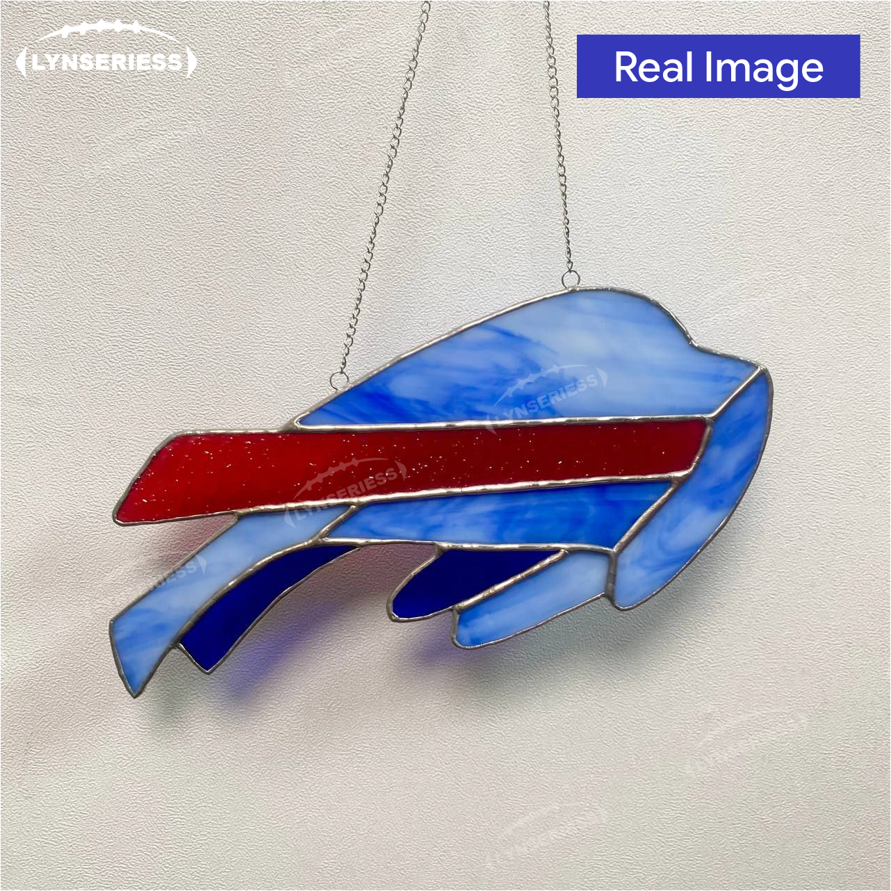 NFL Buffalo Bills Logo Artwork Handcrafted Stained Glass Fan Cave Decor NFL Gift Idea