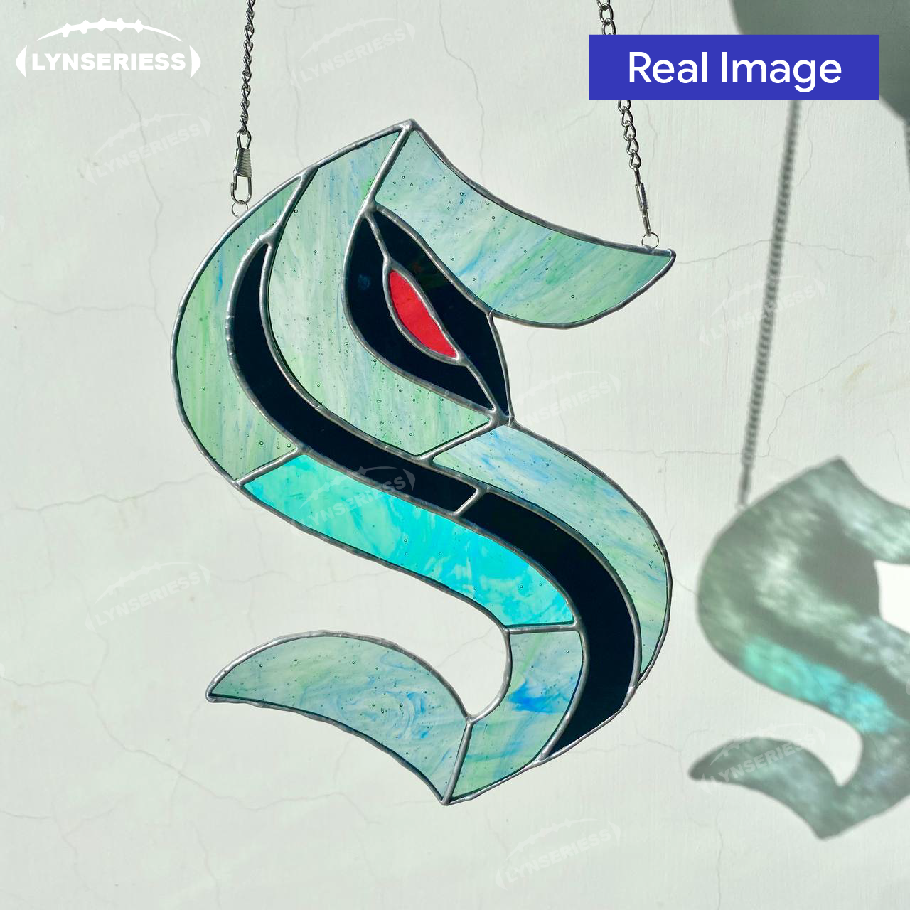 NHL Seattle Kraken Logo Artwork Handcrafted Stained Glass Suncatcher Fan Cave Decor NHL Gift Idea